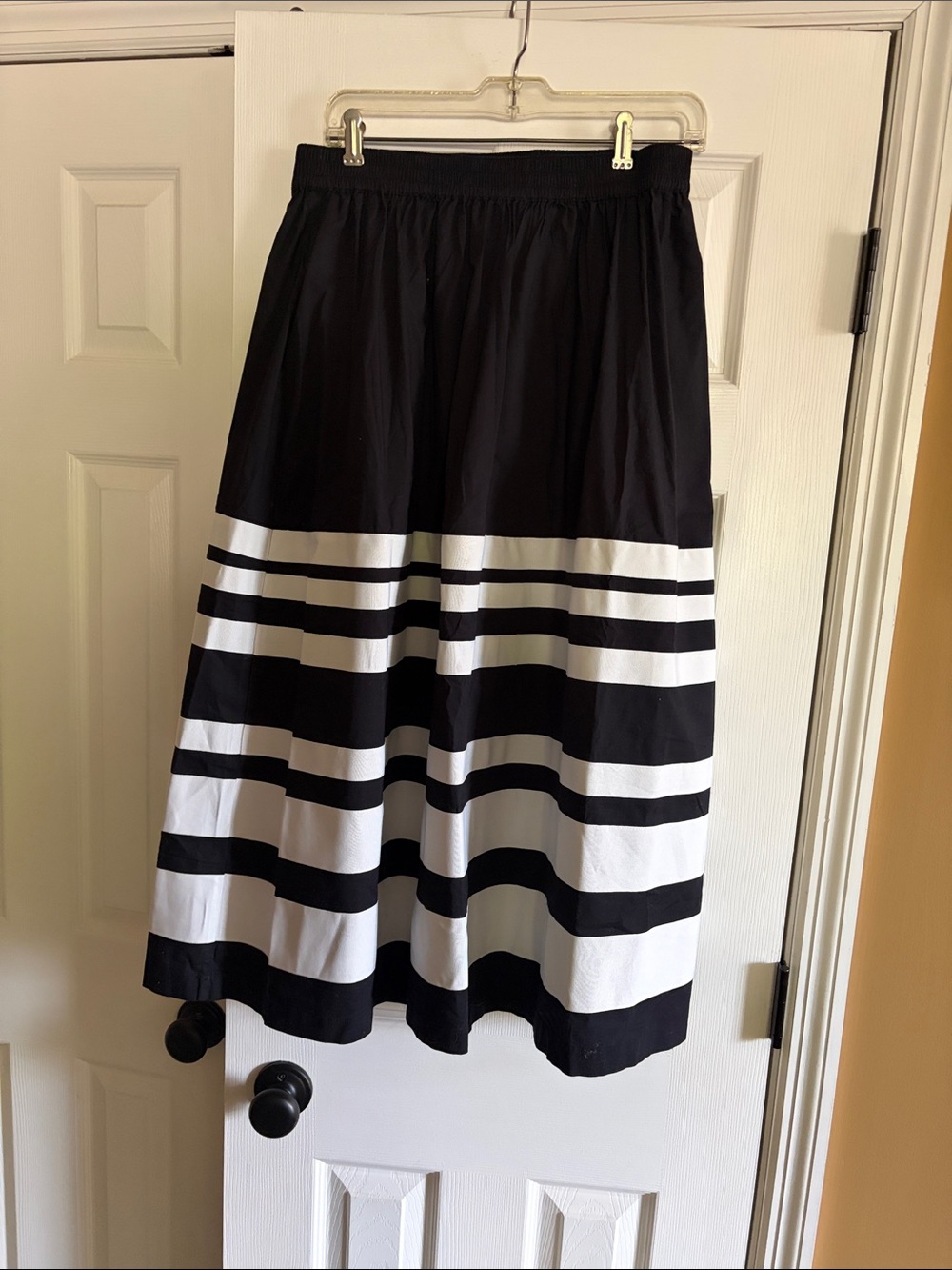 Lands' End Black and White (Grosgrain Ribbon) Striped Midi to Maxi Skirt